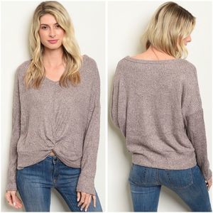 Front twist long sleeve top